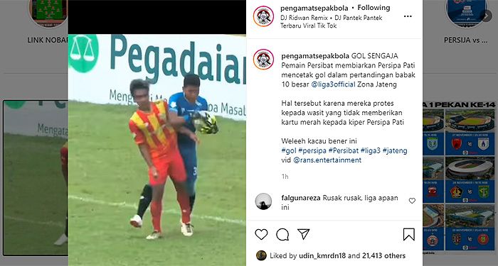 Lagi Viral, Video Sikutan Kiper Tim Liga 3 Cuma Diganjar Kartu Kuning oleh Wasit
